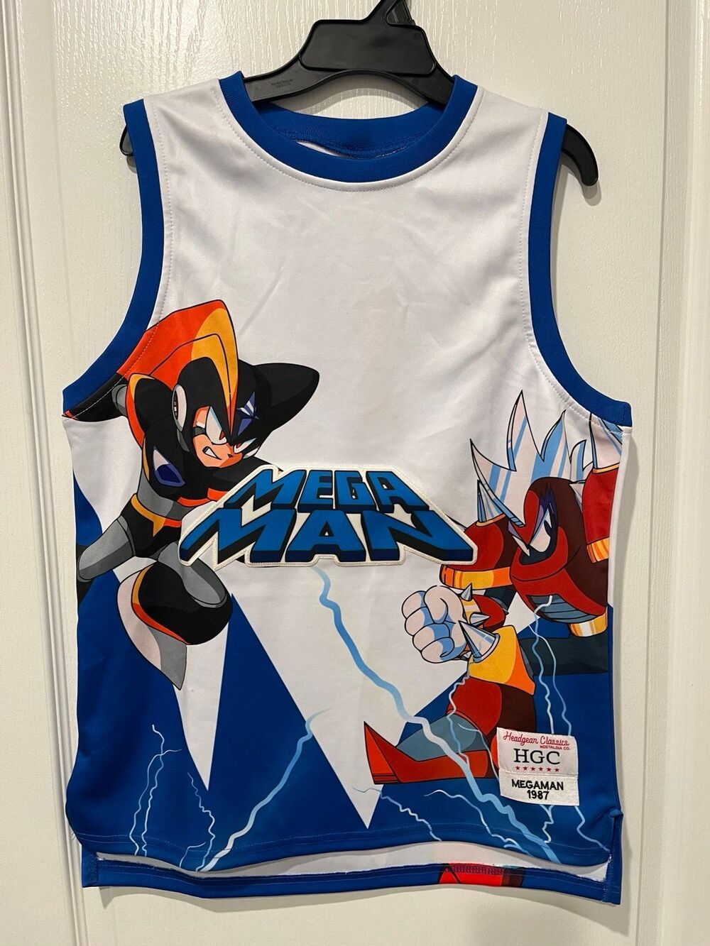 Headgear Classics Mega Man Jersey Youth L Blue White Video Game Streetwear NWT